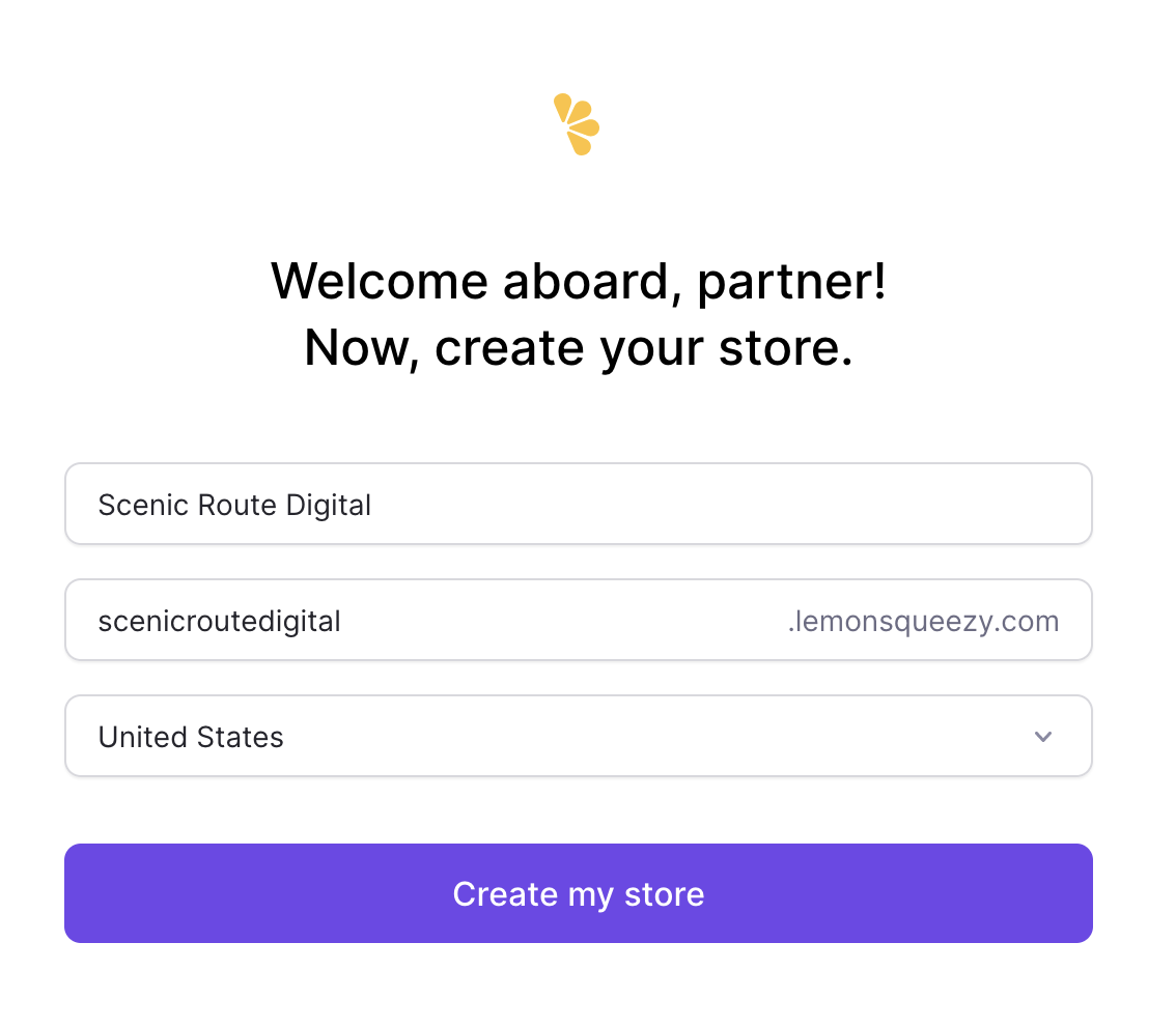 Create store in Lemon Squeezy
