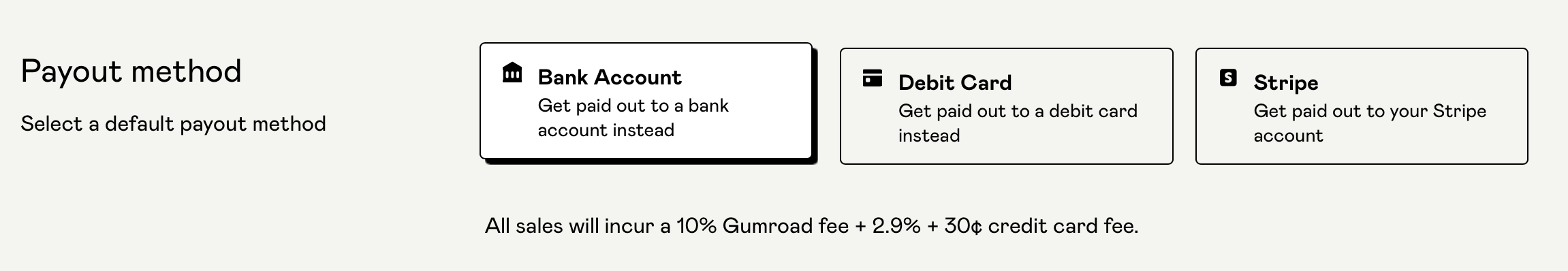 Gumroad payouts with bank or debit card
