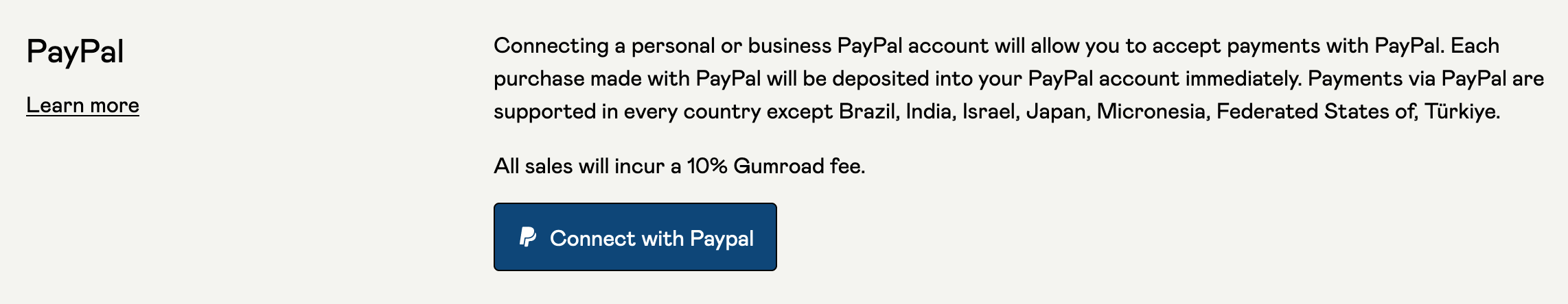 Connect with PayPal